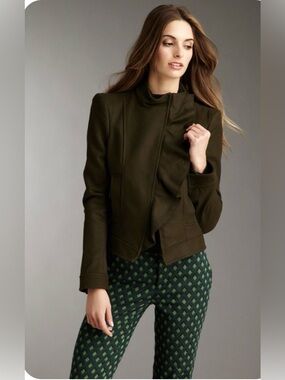 BCBG Max Azria olive green military-style jacket